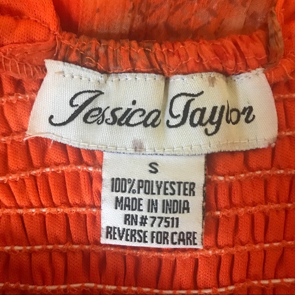 JESSICA TAYLOR ORANGE HI LOW CHIFFON DRESS - Picture 7 of 8